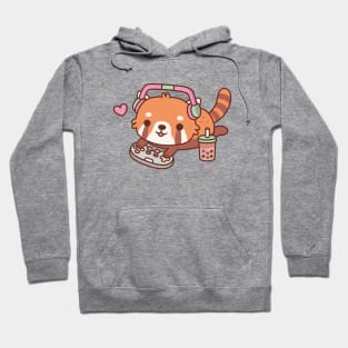 Cute Red Panda Gamer Chilling With Video Games Hoodie